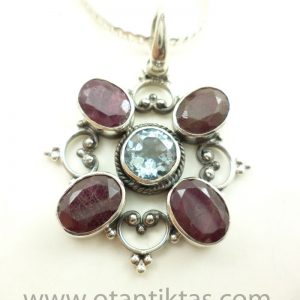 YAKUT VE TOPAZ TAŞI KOLYE