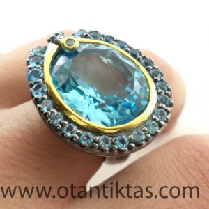 ÖZEL MAVİ TOPAZ TAŞI YÜZÜK