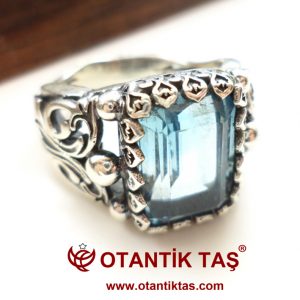 Mavi Topaz Erkek Yüzük