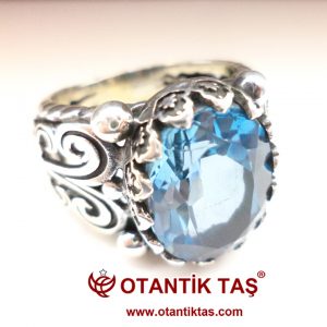 Mavi Topaz Erkek Yüzük