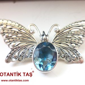 Mavi Topaz Broş