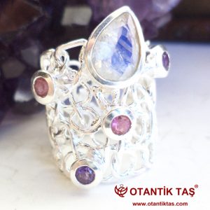 AY TAŞI TURMALİN AMETİİST YÜZÜK
