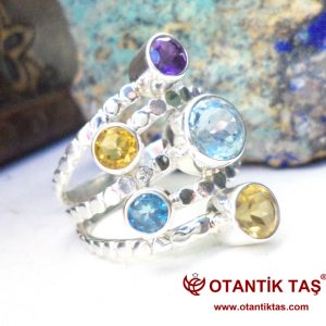 SİTRİN TOPAZ AMETİST YÜZÜK